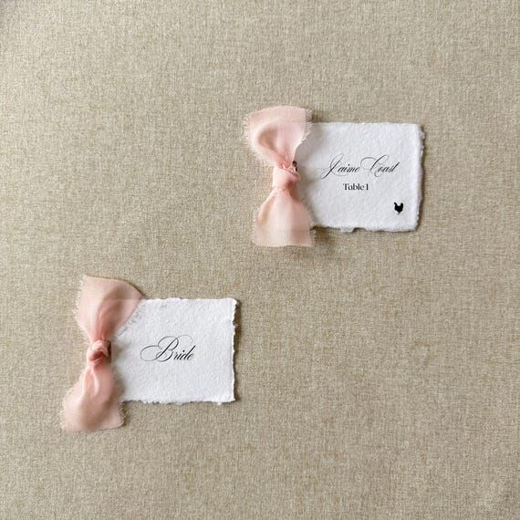 wedding place cards printed, pink place cards...
