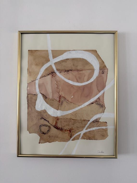 Framed Original Abstract Art Mixed Medium - &...