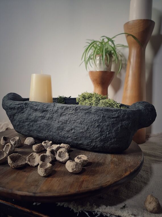 Vernus Wabi Sabi Black Bowl – Long Oval Tex...
