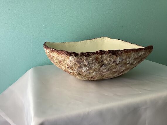 Handmade Paper Mache Bowl | Rustic Textured E...