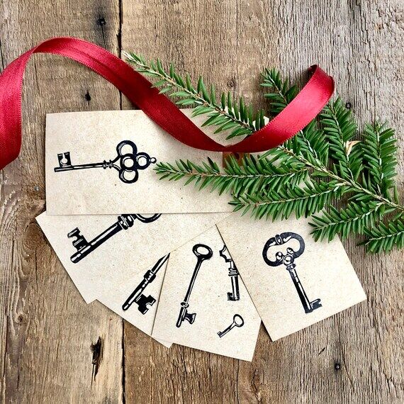 Handmade Antique Skeleton Key Linoleum Print ...