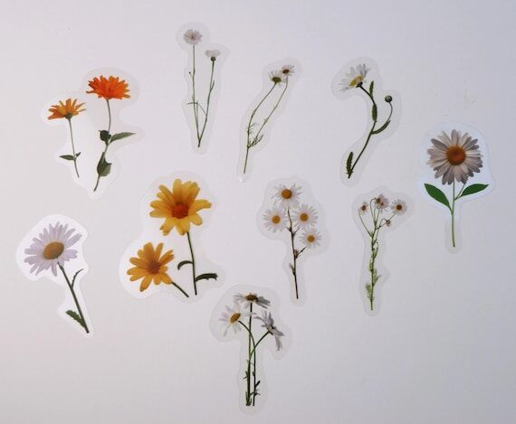 Daisy Flowers Stickers Set- Hippie Boho Flowe...