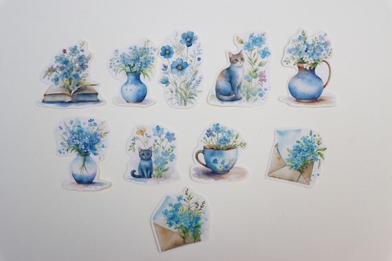 Forgetmenot Flower Stickers Set- Blue Flowers...