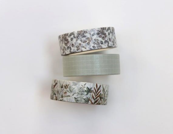 Neutral Color Floral Washi Tape- Plants and F...