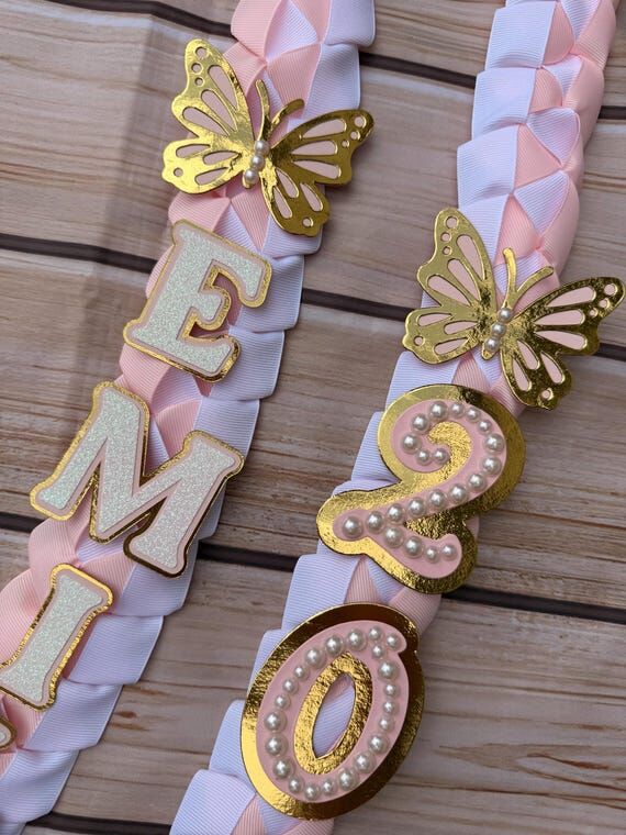 Graduation Lei coquette Ribbon lei with Pearl...