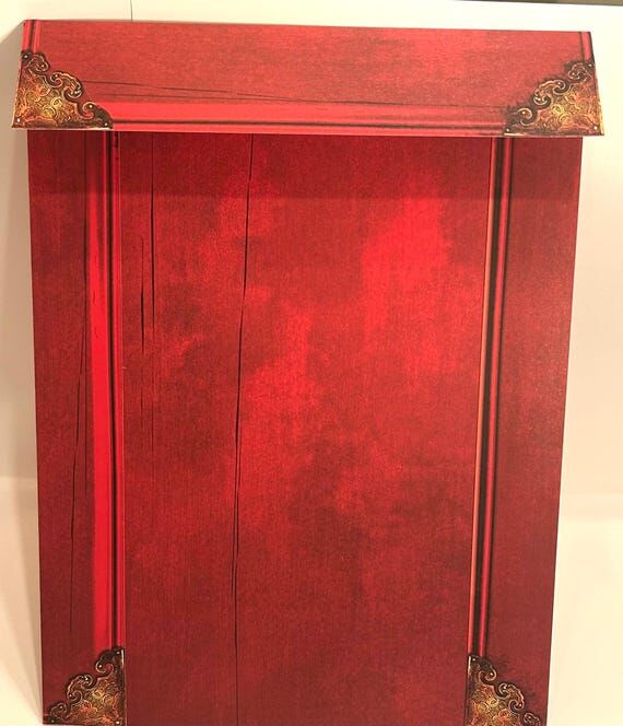 Five red 9 (No Social Media) 12 wood and brass look document...