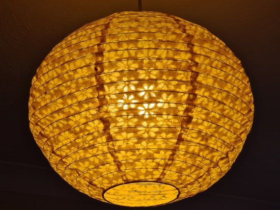 Handmade Lokta Paper Lampshade: Round Hanging...