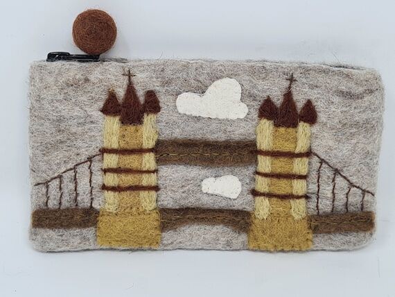 Handmade Felt Pencil Case: London Bridge Zipp...