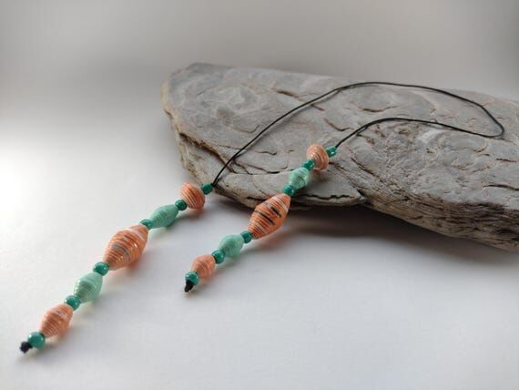 Handmade Rolled Paper Bead Bookmark: Recycled...