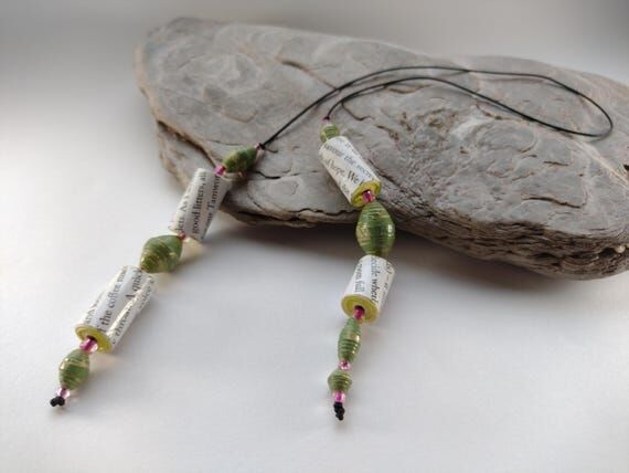 Handmade Recycled Paper Bead Bookmark: Somers...