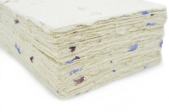 Handmade Lokta Card Stock Paper: 5x7 Cornflow...
