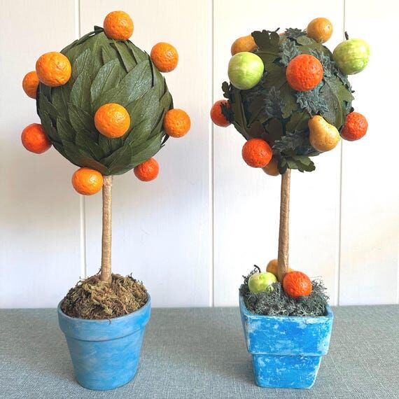 Handmade Paper Fruit Tree Topiary • PEAR AP...