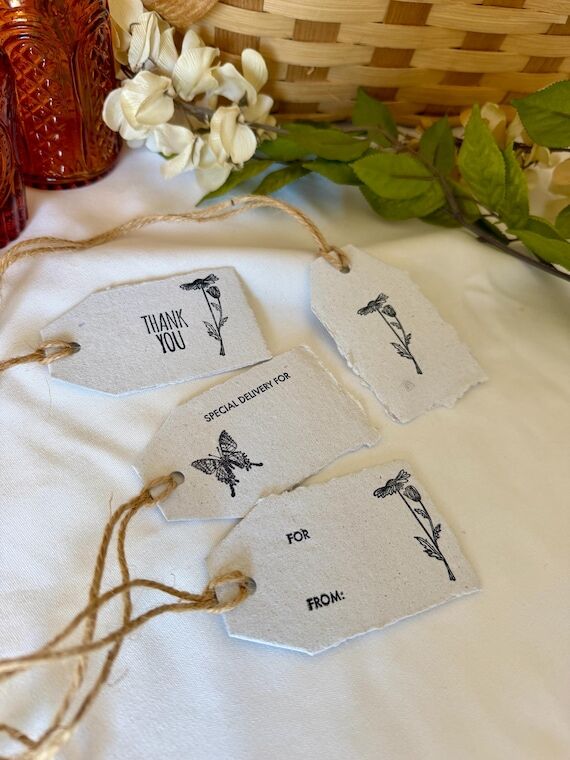 Handmade Recycled Paper Gift Tags with Twine...