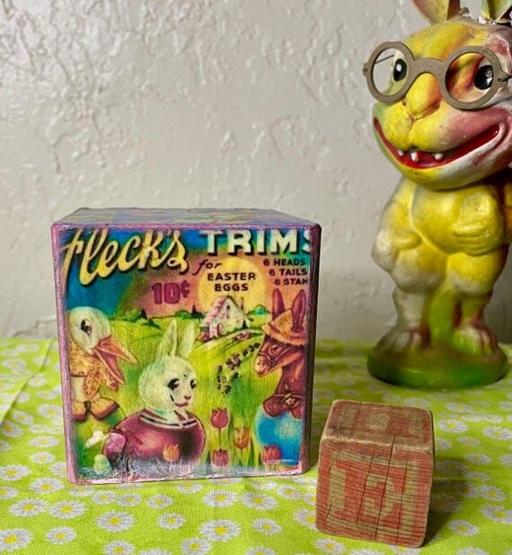 Vintage Easter Block: Decoupage Easter Egg Ad...