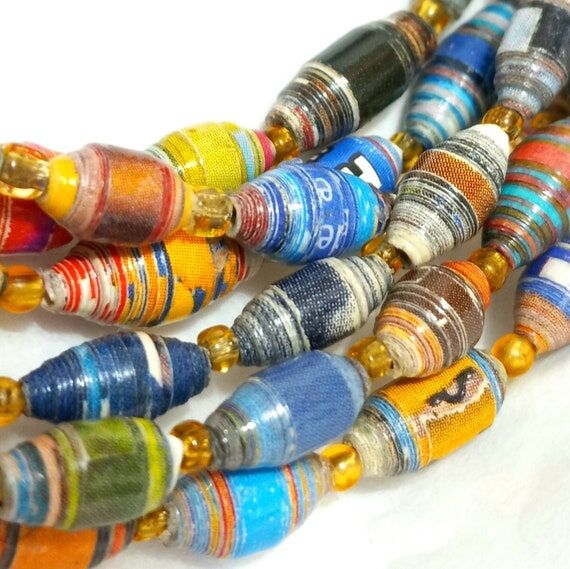 3-Strand Multicolor Paper Bead Statement Neck...