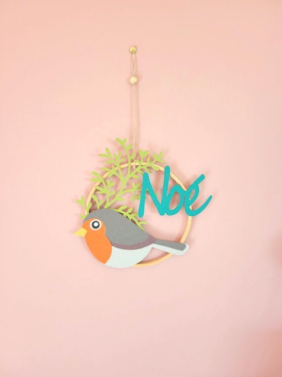 Custom Robin Wall Hanging with Name - Recycle...