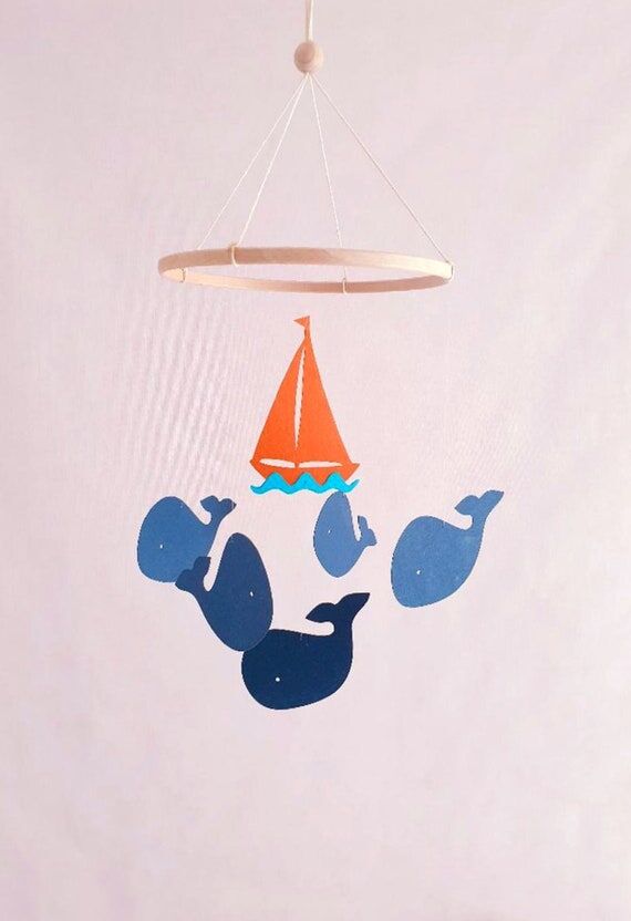 Nautical Decor Whale Mobile, Ocean Waves Baby...