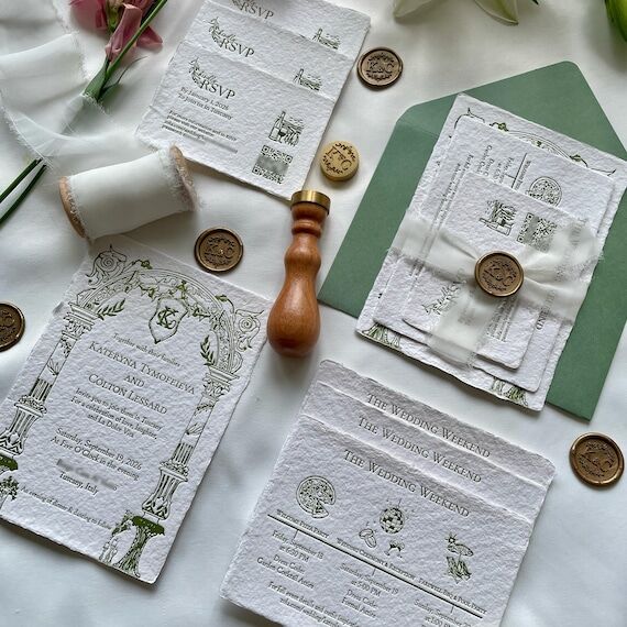 Letterpress Rustic Tuscany Wedding Invitation...