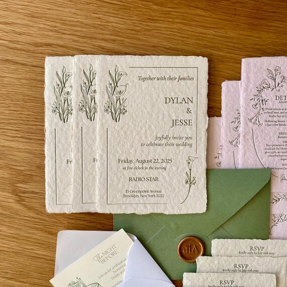 Calla Lily Letterpress Wedding Invitation: Ha...