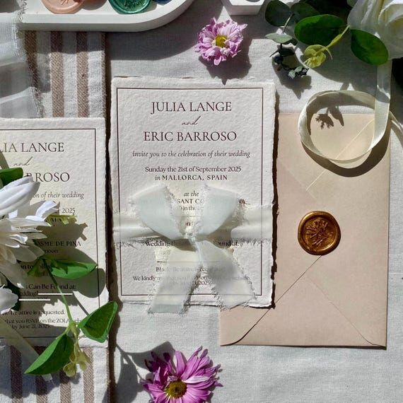 Letterpress Handmade Wedding Invitation with ...