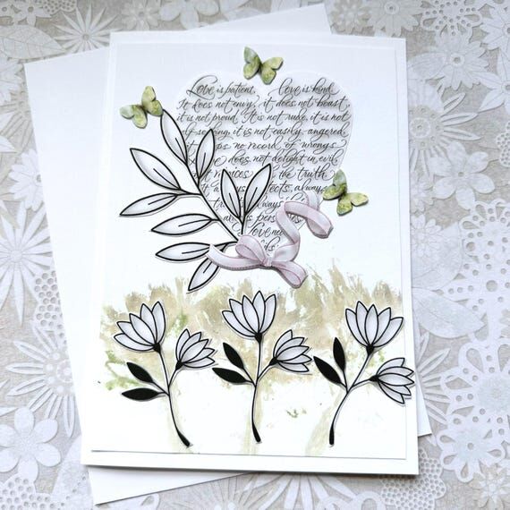 Love Quote Card: Handmade Floral Butterfly De...