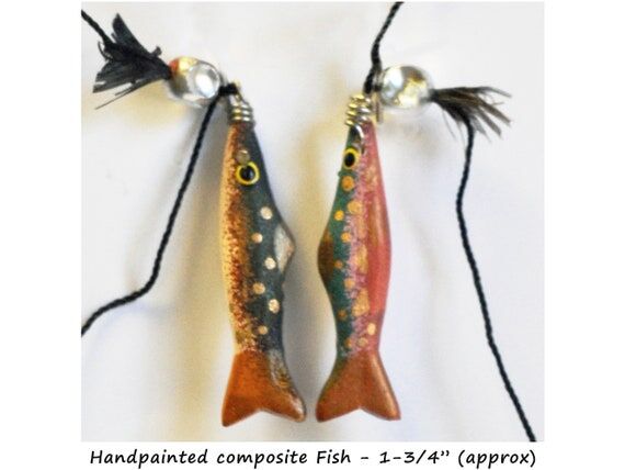Handpainted FISH NECKLACE: 12 Fish, Quirky Be...