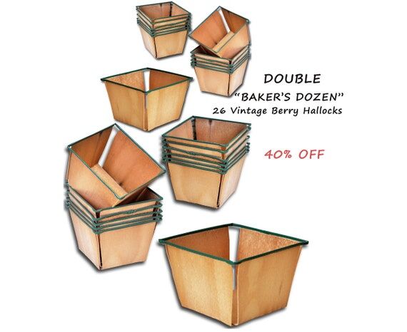 26 VINTAGE Wood Berry Baskets/Hallocks - Dou...