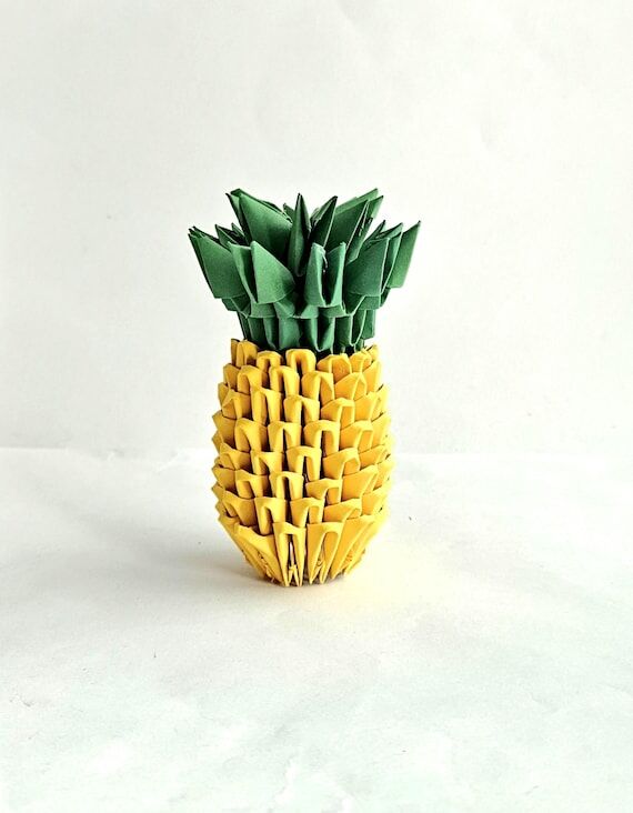 3D Origami Pineapple, Handmade Paper Pineappl...