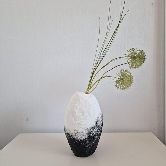 Handcrafted Paper Mache Vase:Minimalist Black...