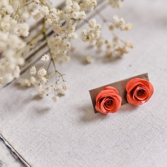 Handmade Paper Rose Earrings: Eco-Friendly Je...