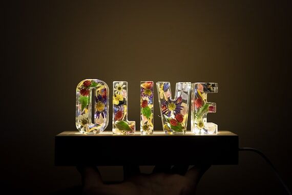 Floral Resin Letters with LED Stand // Made t...