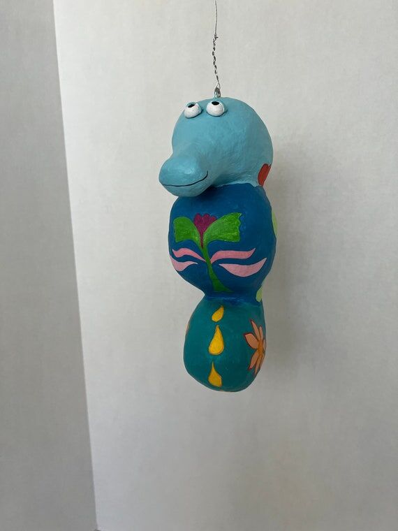 Handmade Paper Mache Hanging Seahorse, Kids R...