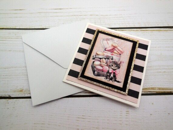 Parisian Themed Pink and Black Mini Note Card...