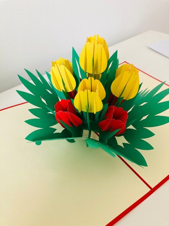 Tulips Pop up 3D greeting card.a perfect gift...