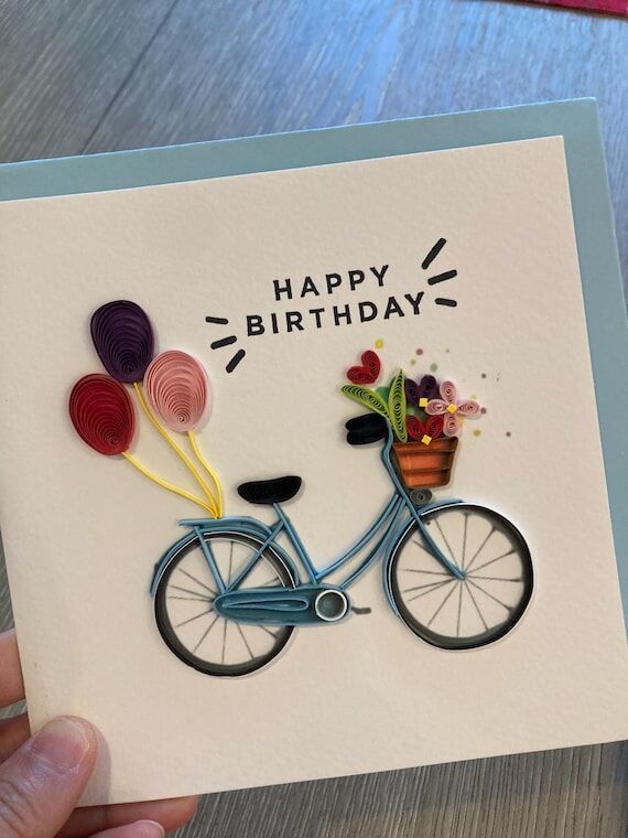 Birthday Bicycle | handmade paper art | Quil...