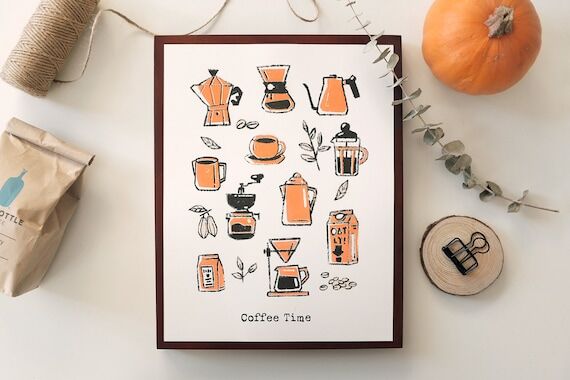 Coffee Time Poster | Risograph Prints | Coffe...