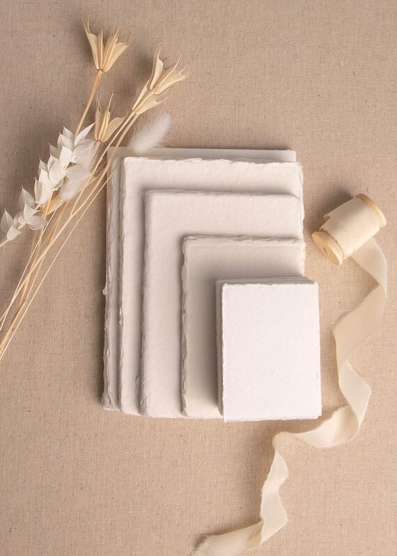 Handmade Paper In Ivory | Deckle Edge Paper S...