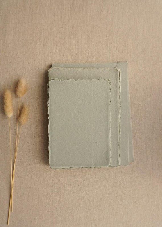 Muted Sage Handmade Paper | Deckle Edge Paper...