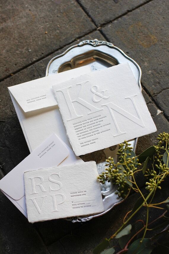 Roma Letterpress Wedding Invitation Sample - ...
