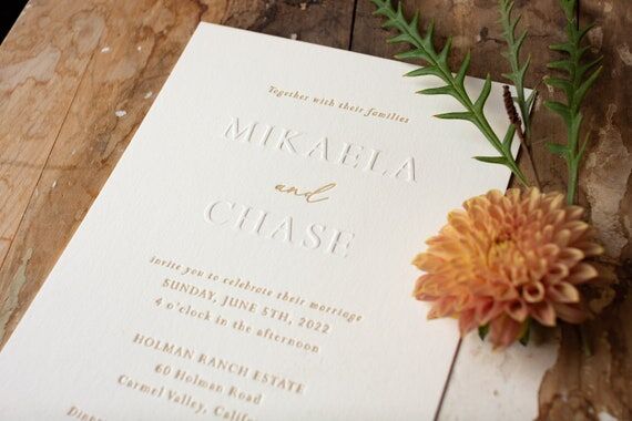Mikaela Letterpress Wedding Invitation Sample...