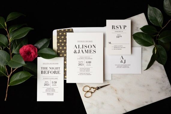 Alison Letterpress Wedding Invitation Sample ...