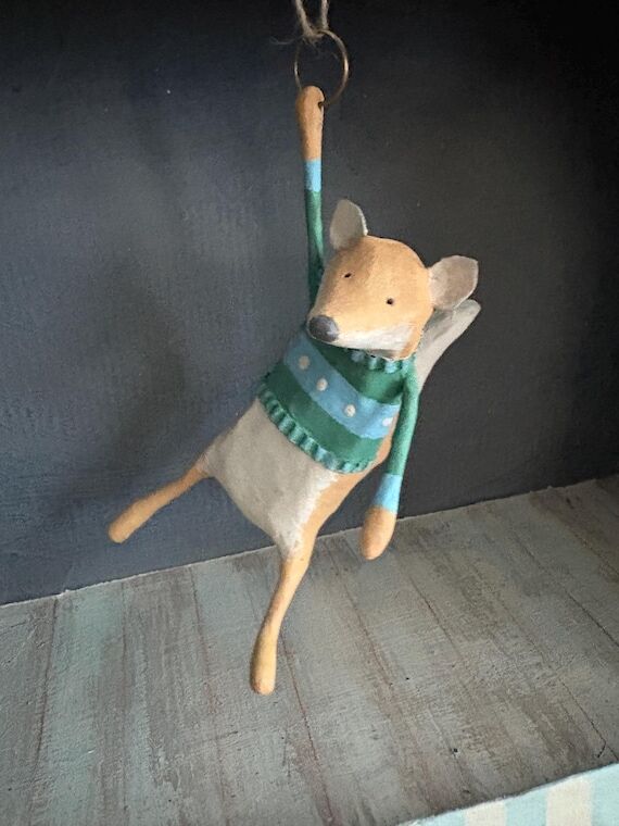Paper mache hanging fox ornaments...