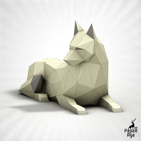 Wolf, Direwolf, Dog, Papercraft, Pepakura, Lo...