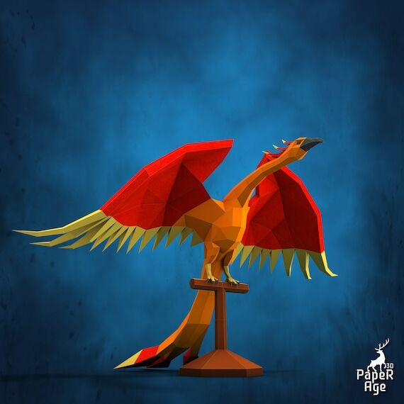 Phoenix, Papercraft, Pepakura, Lowpoly, Low P...