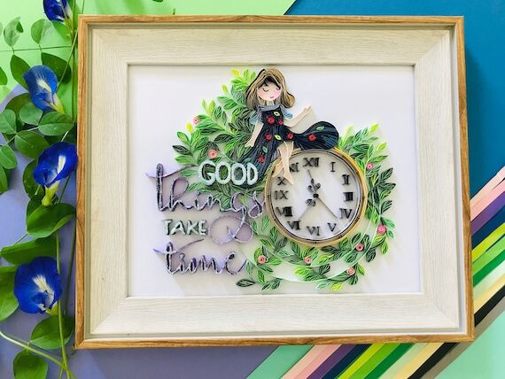Handmade Quilling Paper Wall Art, 'Good Thing...