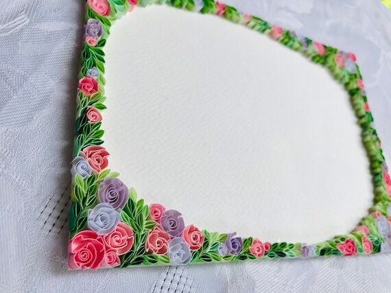 Paper Quilled Floral Border Art, Handmade Gre...
