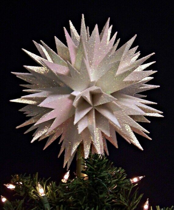 10" Handmade white glittered paper Chris...