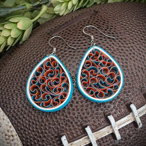 Miami Dolphins Paper Quilled Earrings | Teal ...