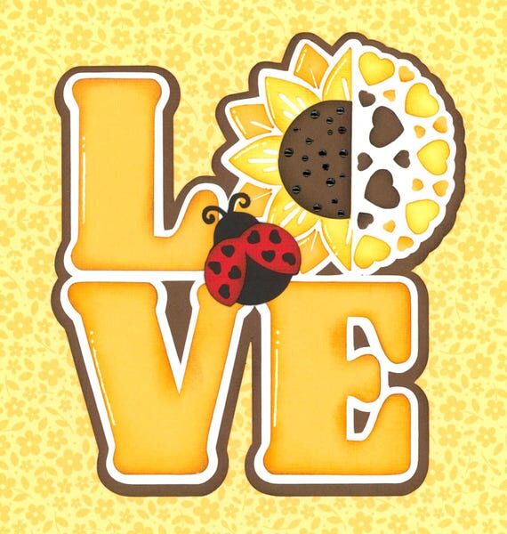 Sunflower Love Title. Scrapbook Embellishment...