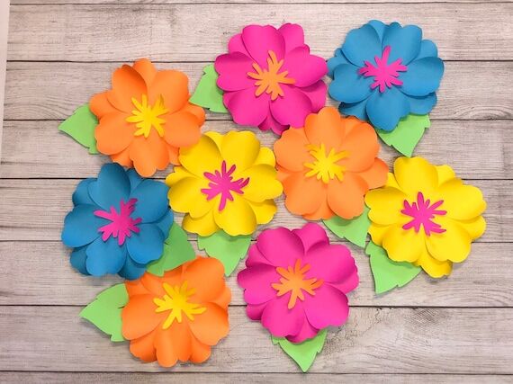 Colorful Hibiscus Paper Flowers: Tropical Par...